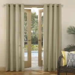 Outlet Hush Bower Store 36 Darian Linen Outdoor Light Filtering Curtain Panel, 95"