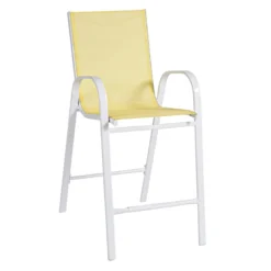 Outlet Hush Bower Store 24 Stackable Yellow Sling Patio Barstool With White Frame